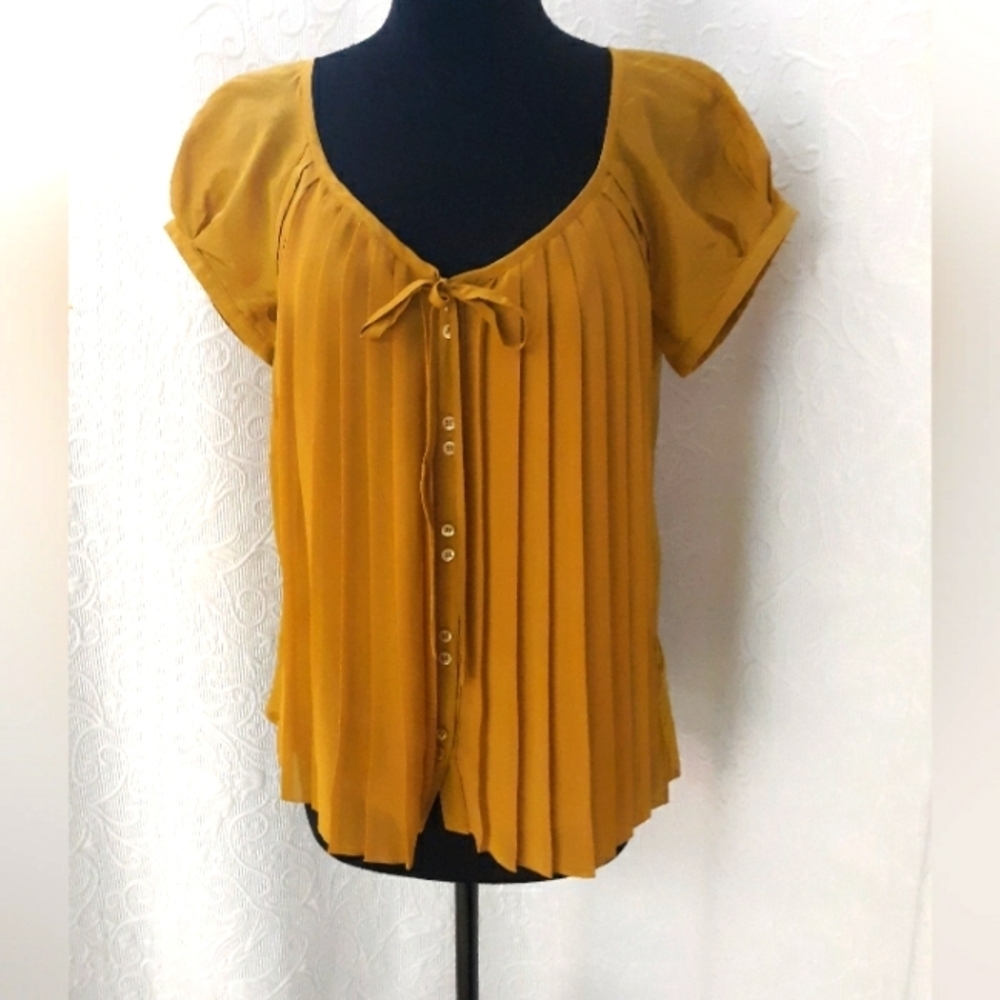 Nwt $165 Ted Baker olive pleat overlay blouse s1 Us4